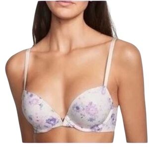 Victoria's Secret White Floral Push-up Bra Padded Size 36 C
